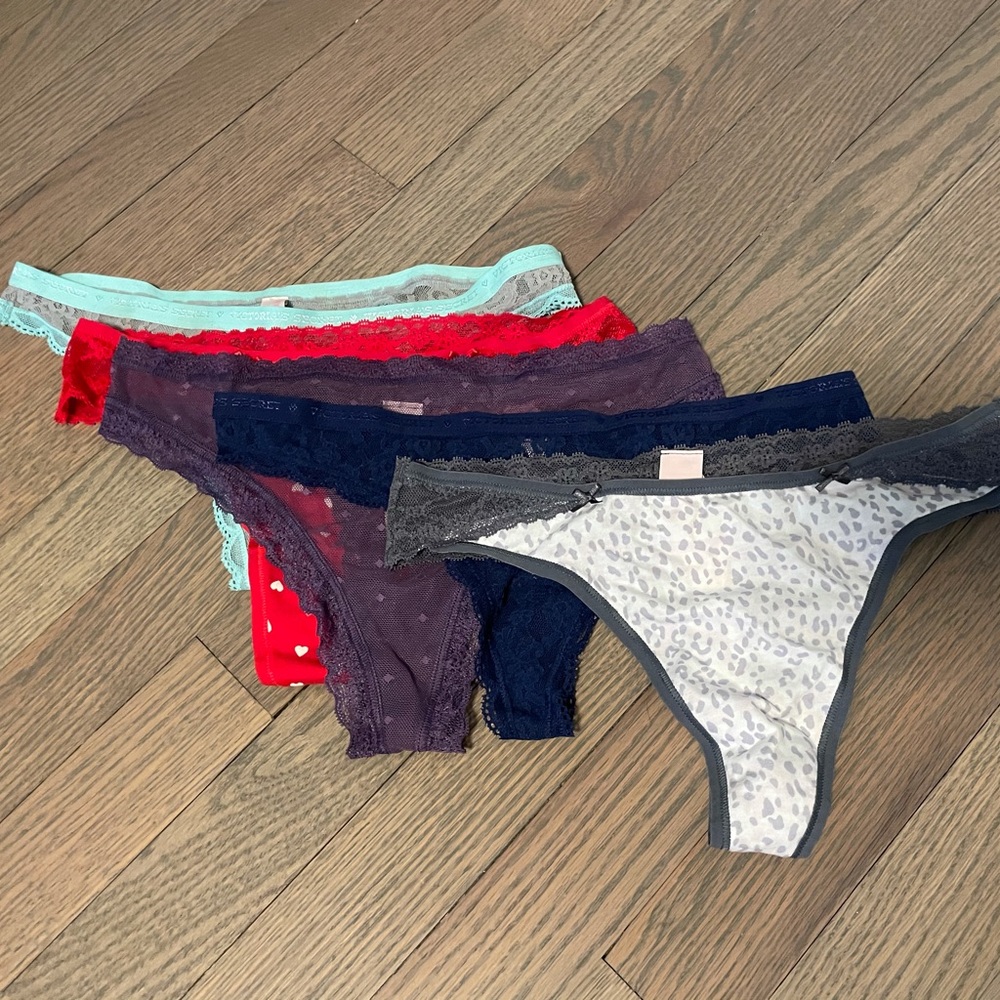 Set of 5 Victoria Secret lace thong panties new with tags.sold as set